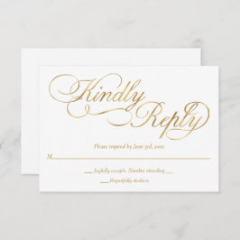 RSVP de Casamento Formal de Folha Branca e Ouro