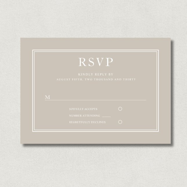 RSVP de Casamento Formal de Taupe Beige Elegante M (Modern Elegant Formal Taupe Beige Wedding RSVP)