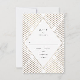 RSVP de Casamento Gatsby Dourado Geométrico Branca