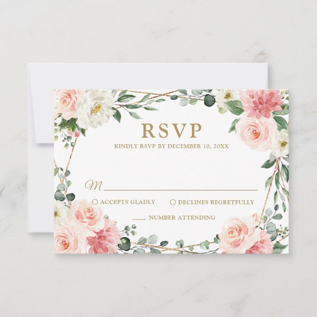 RSVP de Casamento Geométrico Botânico Floral Cor-d (Frente)