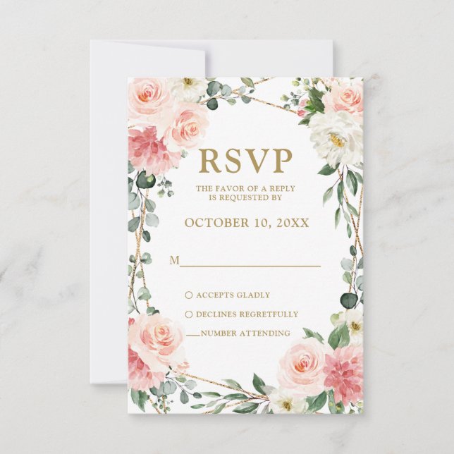 RSVP de Casamento Geométrico Botânico Floral Cor-d (Frente)