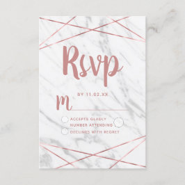 RSVP de Casamento Geométrico Dourado do Mármore Br