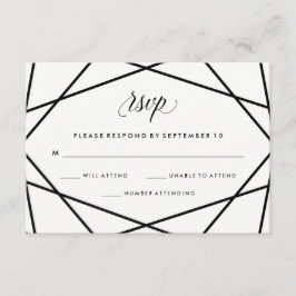 RSVP de Casamento Geométrico Negro e Branco