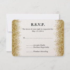 RSVP de Casamento Glitter de Faux Dourado