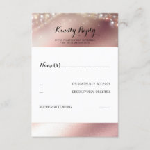 RSVP de Casamento Glitter Dourado rosa
