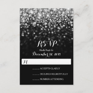 RSVP de Casamento Glitz Glam de Silver Black Holly