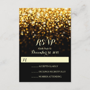 RSVP de Casamento Glitz Glitz Negro Dourado Hollyw
