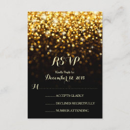 RSVP de Casamento Glitz Glitz Negro Dourado Hollyw