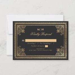 RSVP de casamento gótico dourado vitoriano vintage
