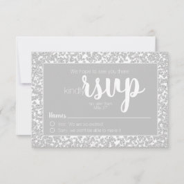RSVP de casamento informal diamante brilhante cinz