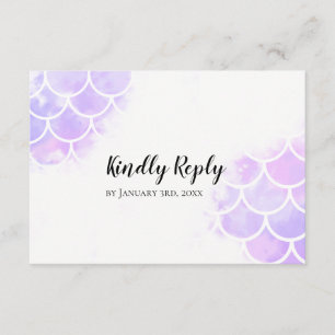 RSVP de Casamento Inspirado pela Sereia Rosa e Púr