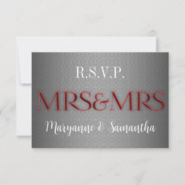 RSVP de Casamento Lésbica da Sra. Gay em Silver (Frente)