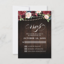 RSVP de Casamento Leve da Corda Floral Rustic Burg