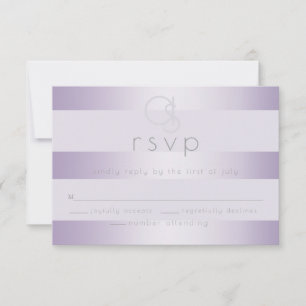 RSVP de Casamento   Lilac Shimmer Stripes Monogram