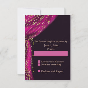 RSVP de Casamento Magenta e Dourado das Noites Ára