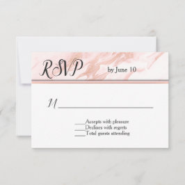 RSVP de Casamento Marbled de rosa Dourado e Blush