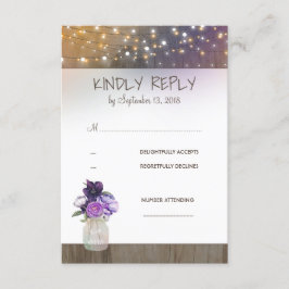 RSVP de Casamento Mason Jar Flores Roxas