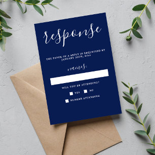 RSVP de Casamento Minimalista Azul-Tinta Verdadeir