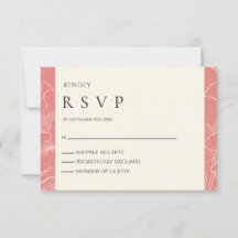 RSVP de Casamento Minimalista Botânico de Coral Ro