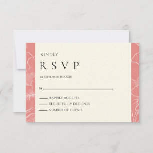 RSVP de Casamento Minimalista Botânico de Coral Ro