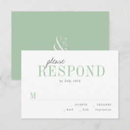 RSVP de casamento minimalista com tipografia verde