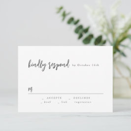 RSVP de Casamento Minimalista de Script Chic Moder