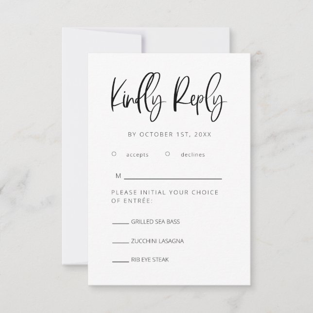 RSVP de Casamento Minimalista Moderno com a Escolh (Frente)