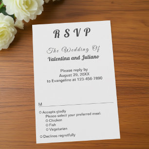 RSVP de casamento minimalista preto e branco retra