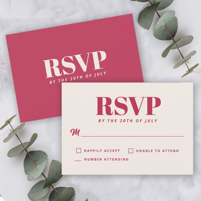 RSVP de Casamento Minimalista Simples Magenta Mode (Criador carregado)