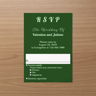 RSVP de casamento minimalista verde escuro retrato
