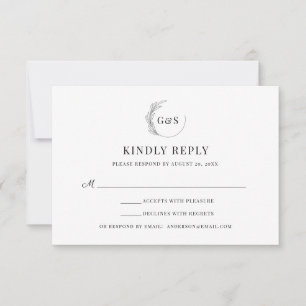 RSVP de Casamento Mínimo de Metade Monograma Simpl