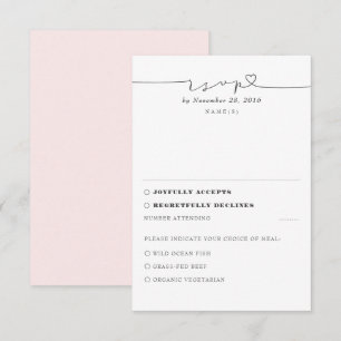 RSVP de Casamento Mínimo Moderno e Rosa Suave