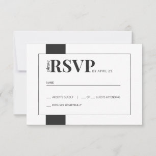 RSVP de casamento mínimo preto e branco