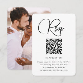 RSVP de Casamento Moderno com Código QR e Foto