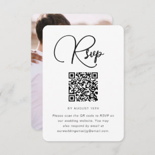 RSVP de Casamento Moderno com Código QR e Foto
