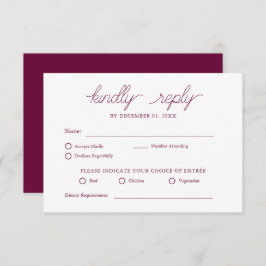 RSVP de Casamento Moderno da Burgundy Minimalista