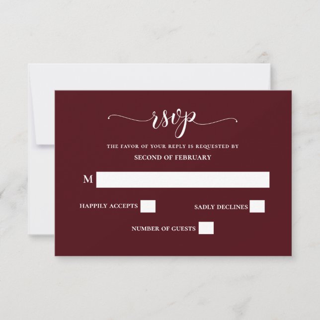 RSVP de Casamento Moderno da Caligrafia Simples Bu (Frente)