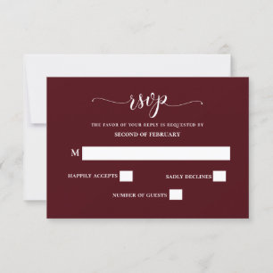 RSVP de Casamento Moderno da Caligrafia Simples Bu