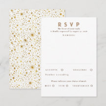 RSVP de Casamento Moderno das Estrelas Douradas do