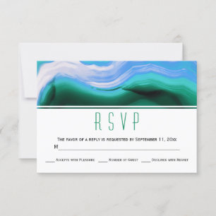 RSVP de casamento moderno de geodo de agata verde 