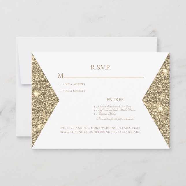 RSVP de Casamento Moderno Dourado com Imagem de La (Frente)