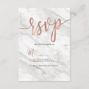 RSVP de Casamento Moderno Dourado de Marble e Rosa