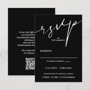 RSVP de casamento moderno em preto e branco com có