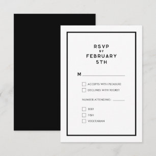 RSVP de Casamento Monocromático Chic Mínimo Francê