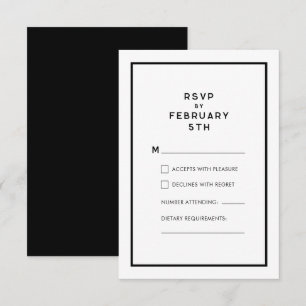 RSVP de Casamento Monocromático Mínimo Chic Francê