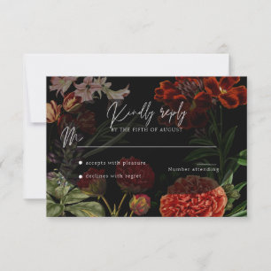 RSVP de Casamento Moody Floral Escuro