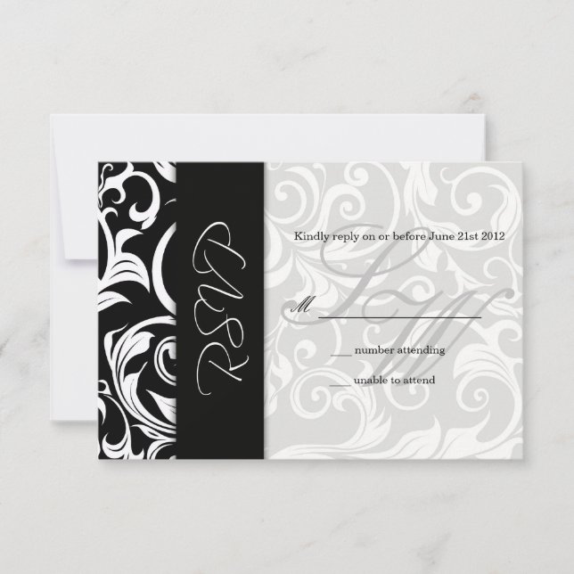RSVP de Casamento Negra e Branca (Frente)