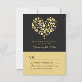 RSVP de Casamento Negra Elegante Dourado Dusty
