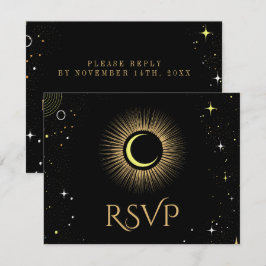 RSVP de Casamento Negro Celestial Galaxy