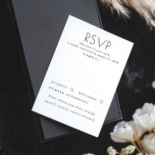 RSVP de Casamento Negro e Branco Minimalista Moder